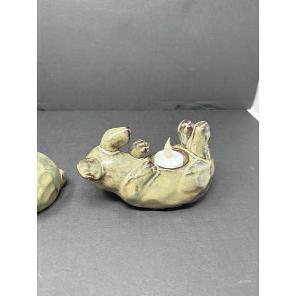 PartyLite Bunny Rabbit Terra Cotta Tea Light‎ Candle Holders Lot 2 Country Decor - Picture 4 of 9